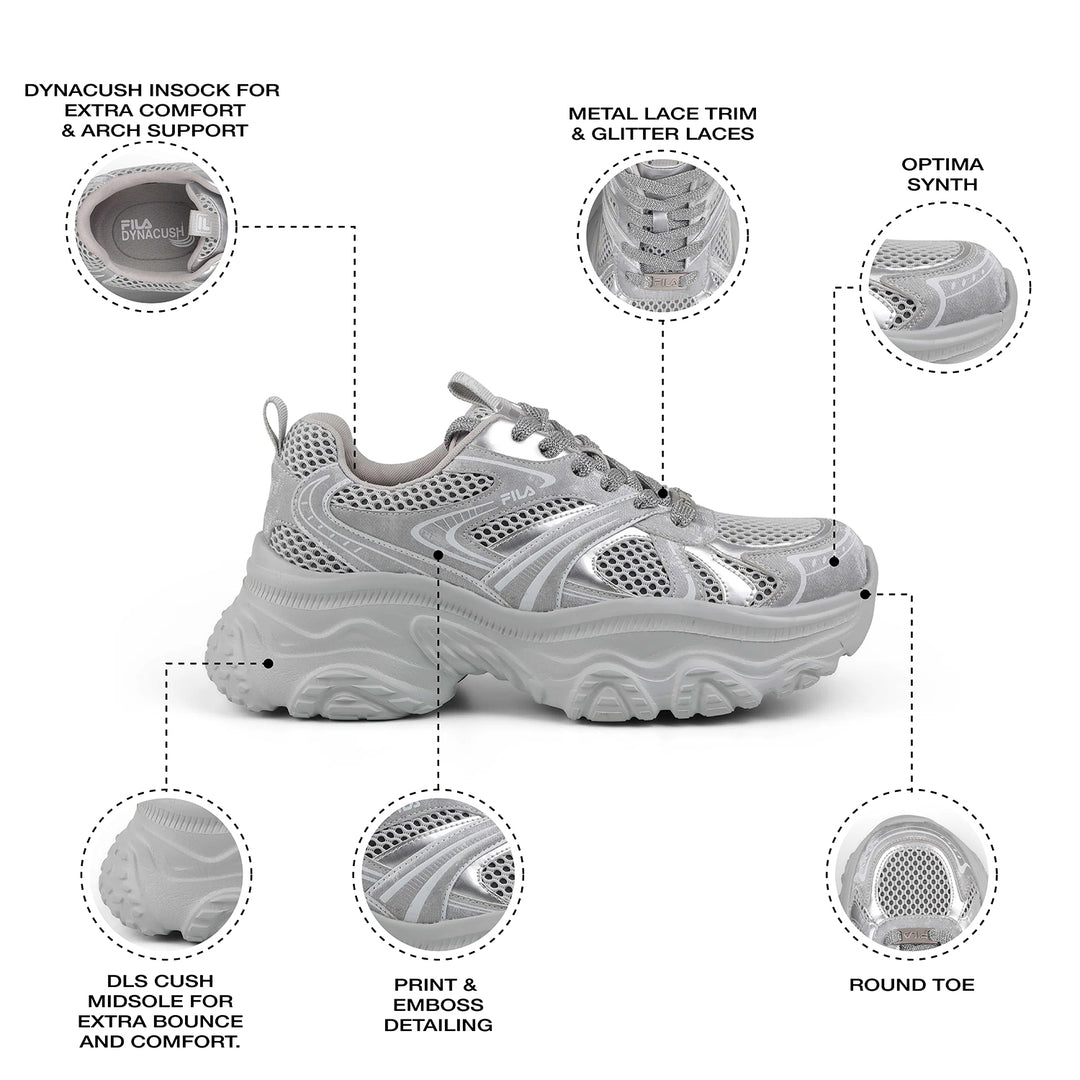 Fila Women Silver Envi Melani Metallic Shoes