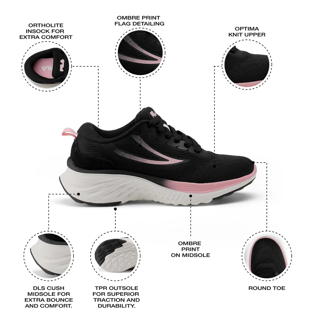 Fila Women Black-Pink Max Running Shoe