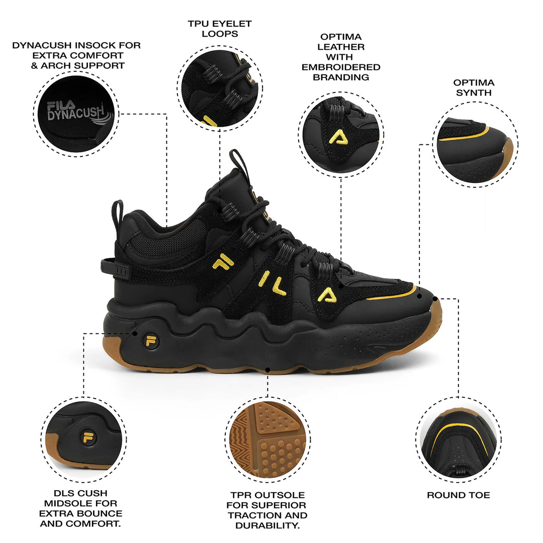 Fila Men Black-Gold Tss High Sneakers