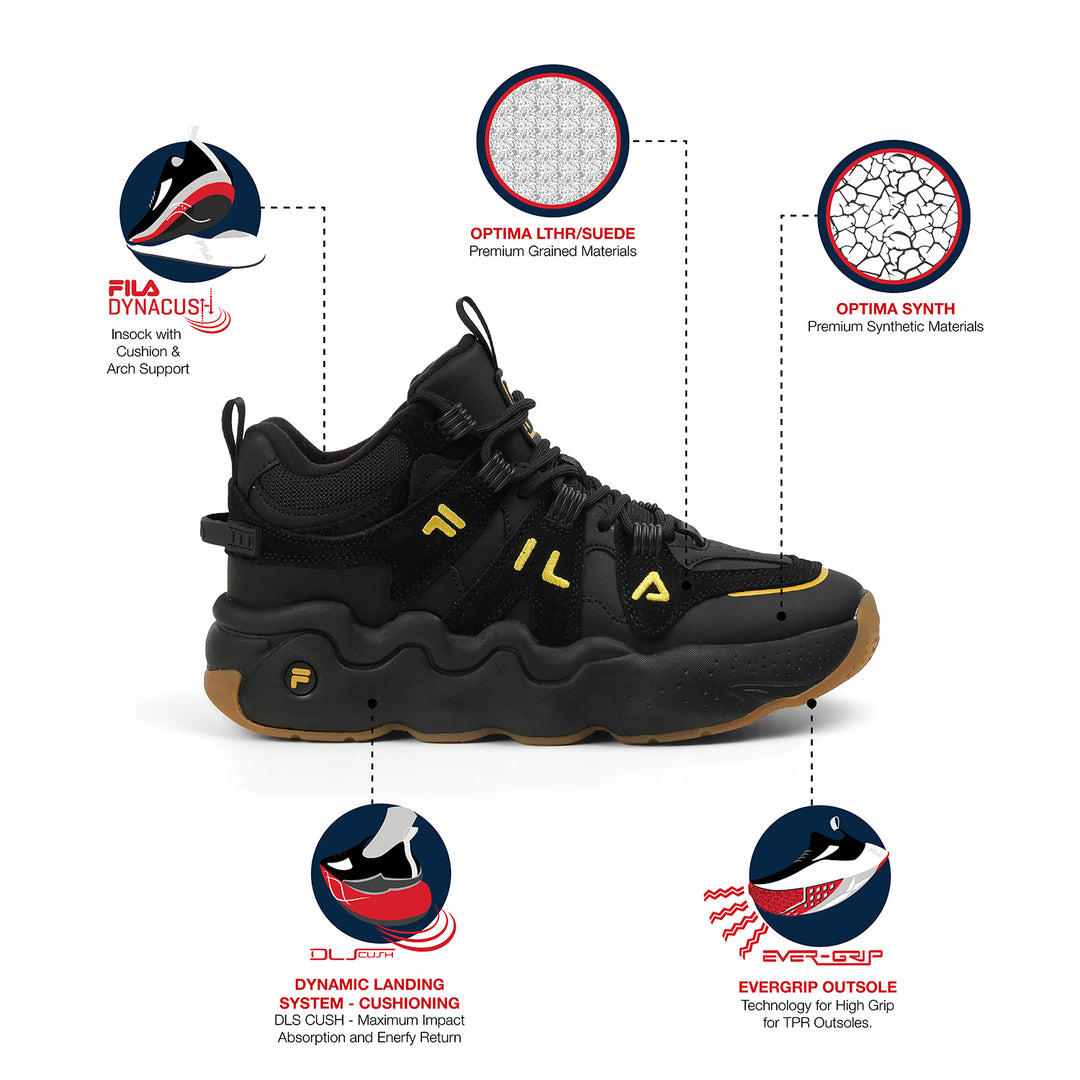 Fila Men Black-Gold Tss High Sneakers