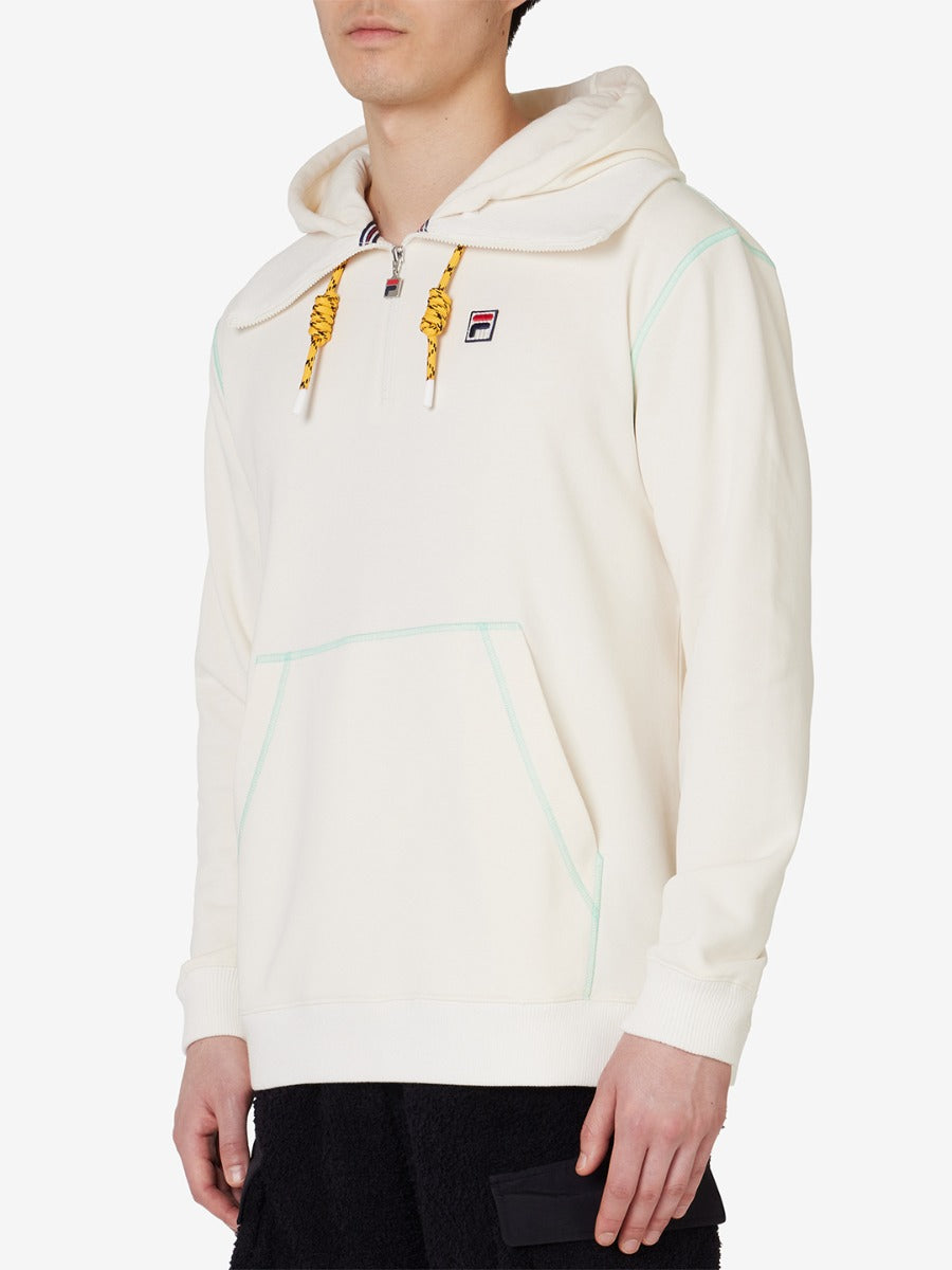 Unisex Half Zip Hoodie With High Neck Detail