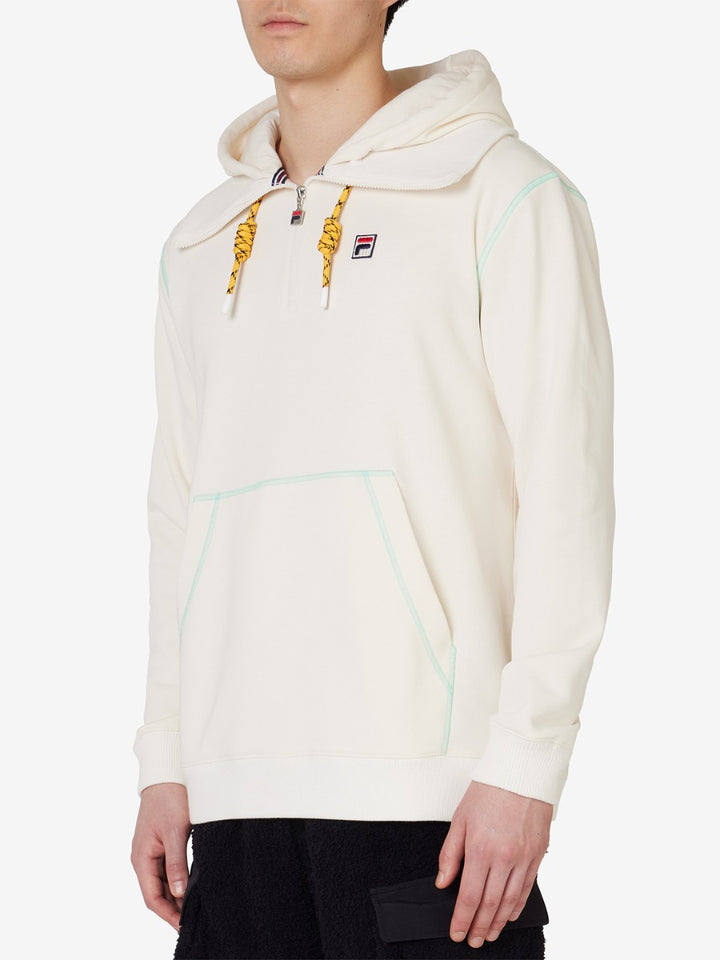 Unisex Half Zip Hoodie With High Neck Detail