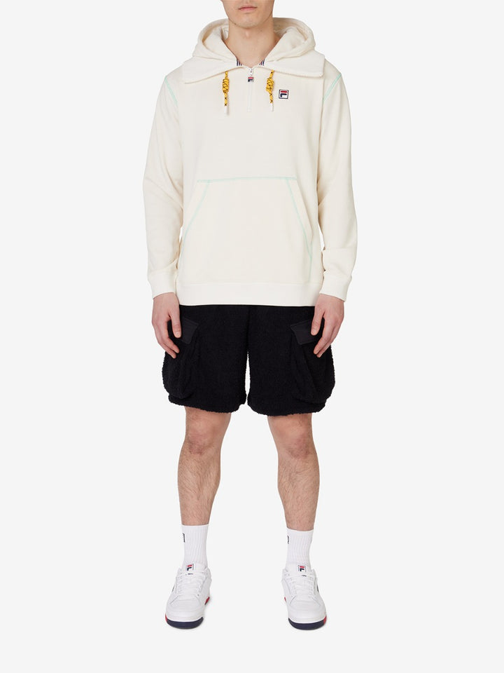 Unisex Half Zip Hoodie With High Neck Detail