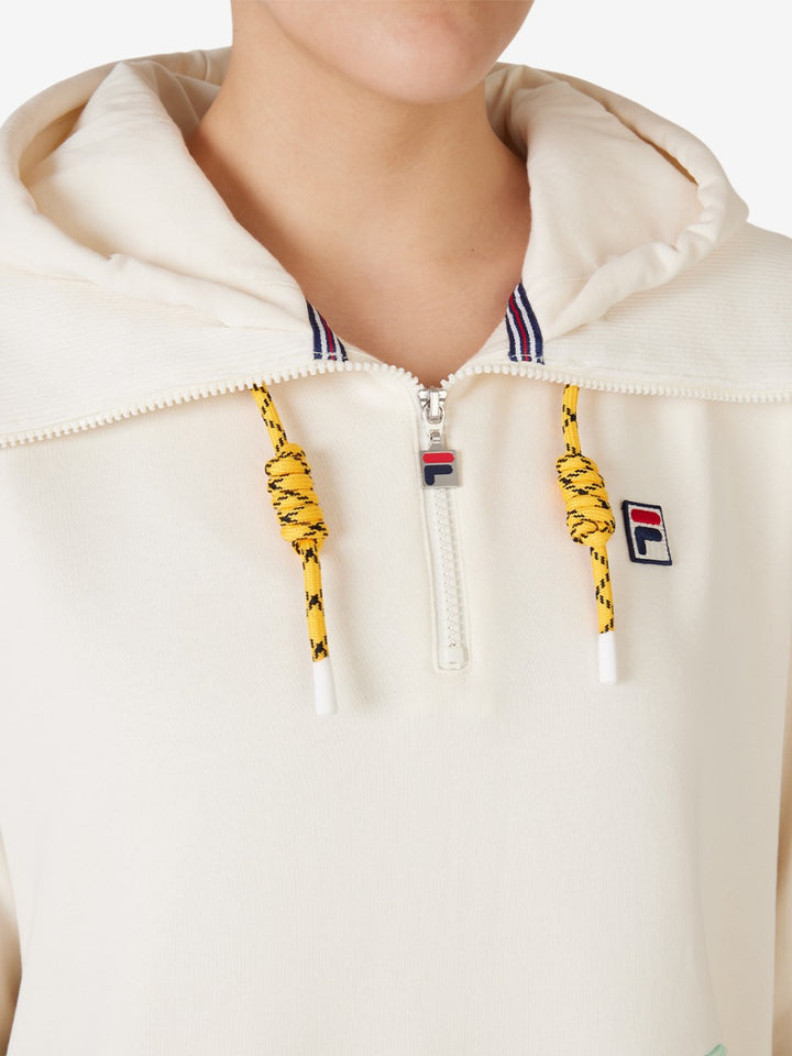 Unisex Half Zip Hoodie With High Neck Detail
