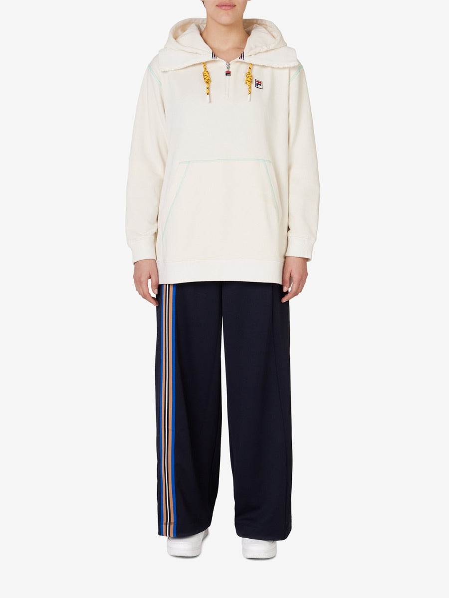 Unisex Half Zip Hoodie With High Neck Detail