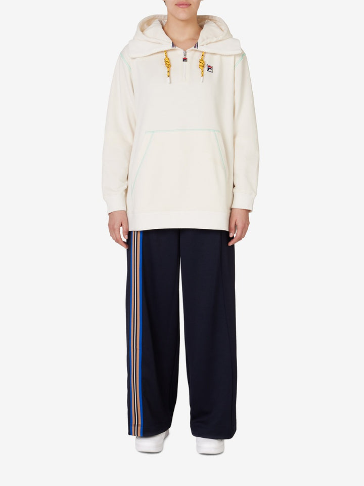 Unisex Half Zip Hoodie With High Neck Detail