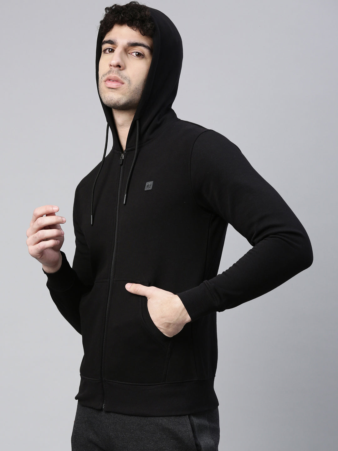 Men's Solid Comfort Fit Sweat Jacket