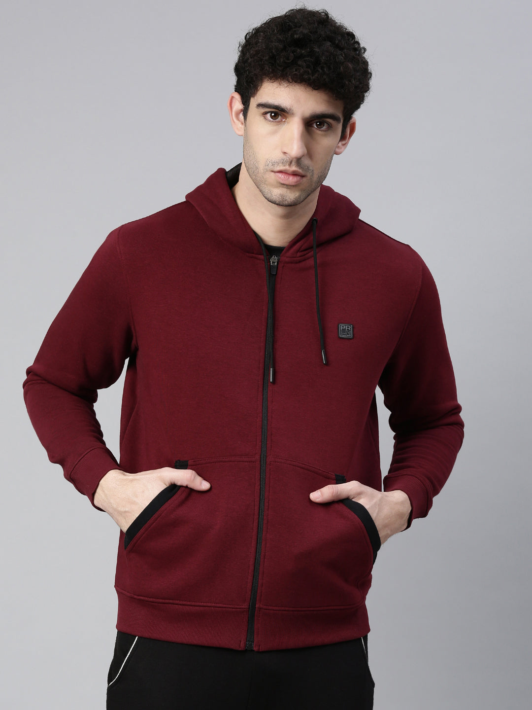 Men's Solid Comfort Fit Sweat Jacket