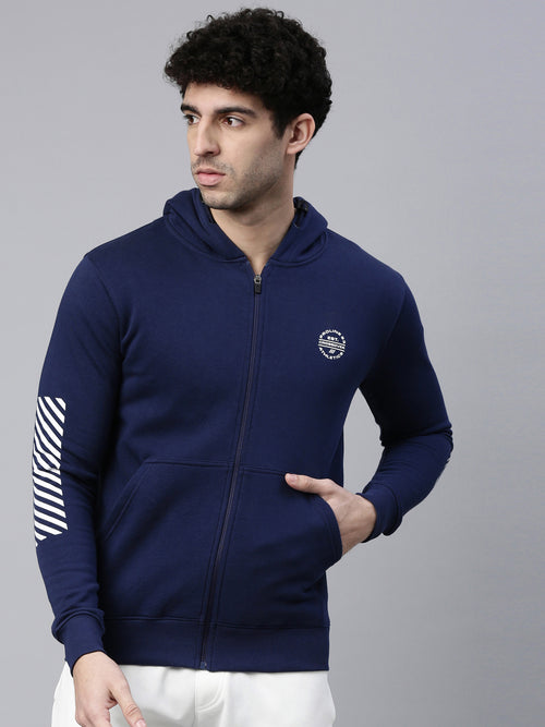 Men's Dark BlueFront Open Sweatshirt with Full Sleeve