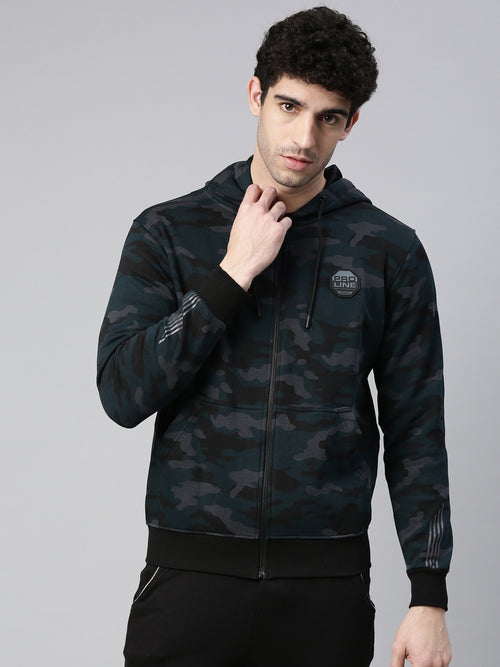 Men's Dark Grey Front Open Sweatshirt