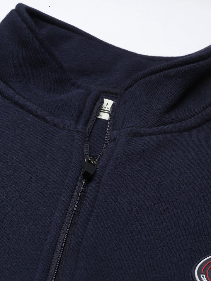Men's Street Navy Front Open Sweatshirt