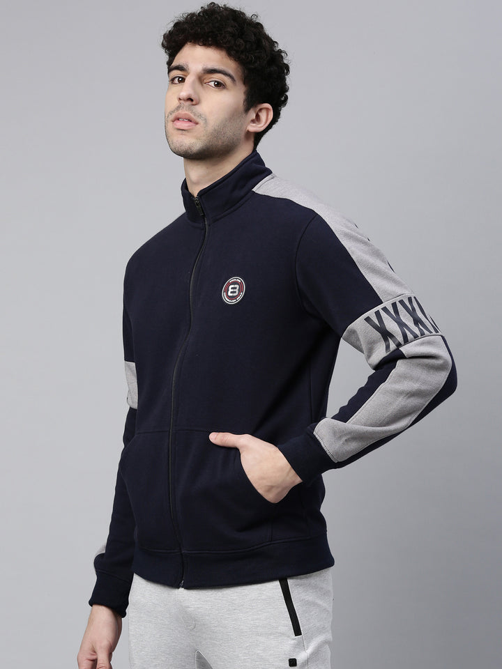Men's Street Navy Front Open Sweatshirt