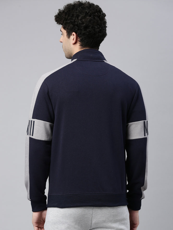 Men's Street Navy Front Open Sweatshirt