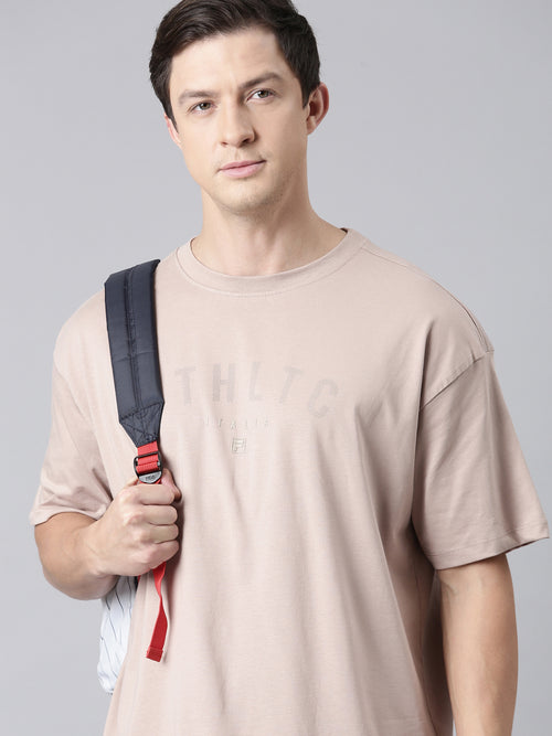 Fila Men Camel Brown T-Shirts Over Sized Tee