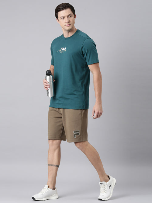 Fila Men Green Round Neck T-Shirts Regular Fit