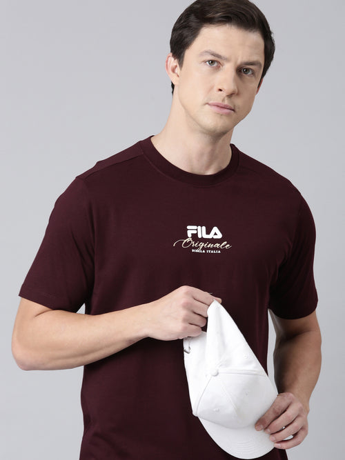 Fila Men Maroon T-Shirts Regular Fit