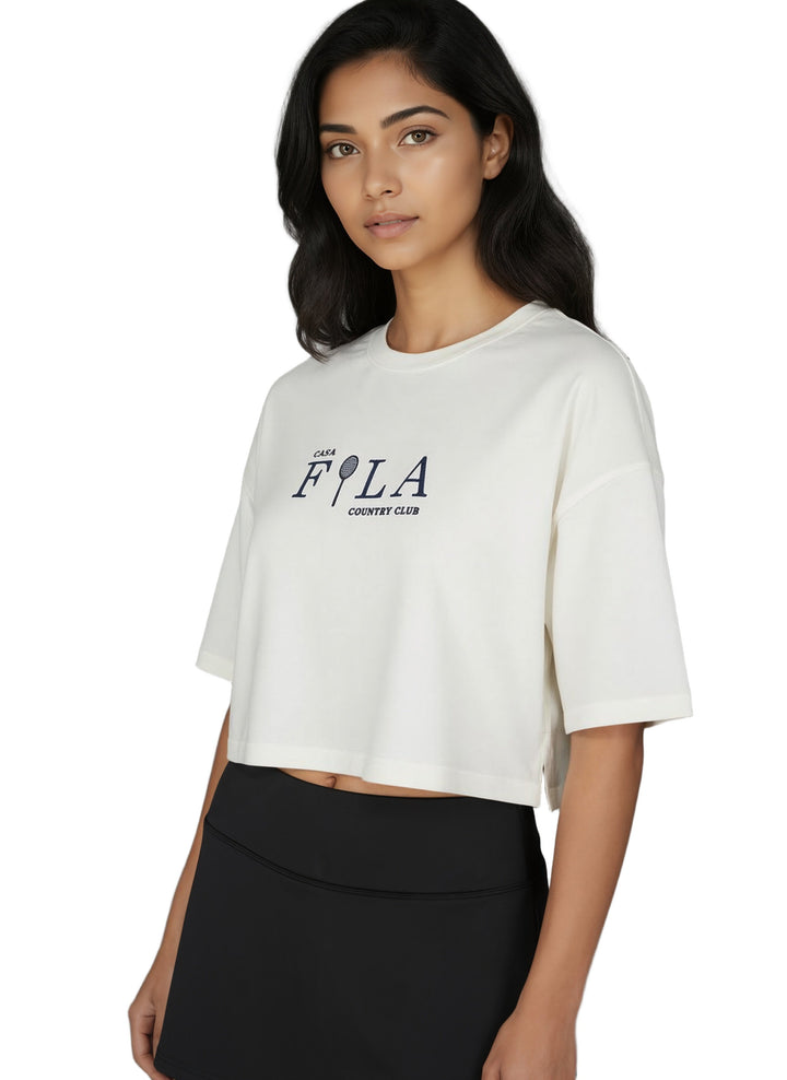 Fila Women Off White Seles Crop Top
