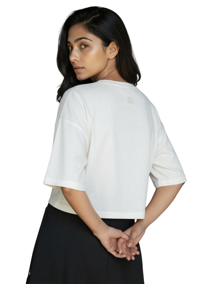 Fila Women Off White Seles Crop Top