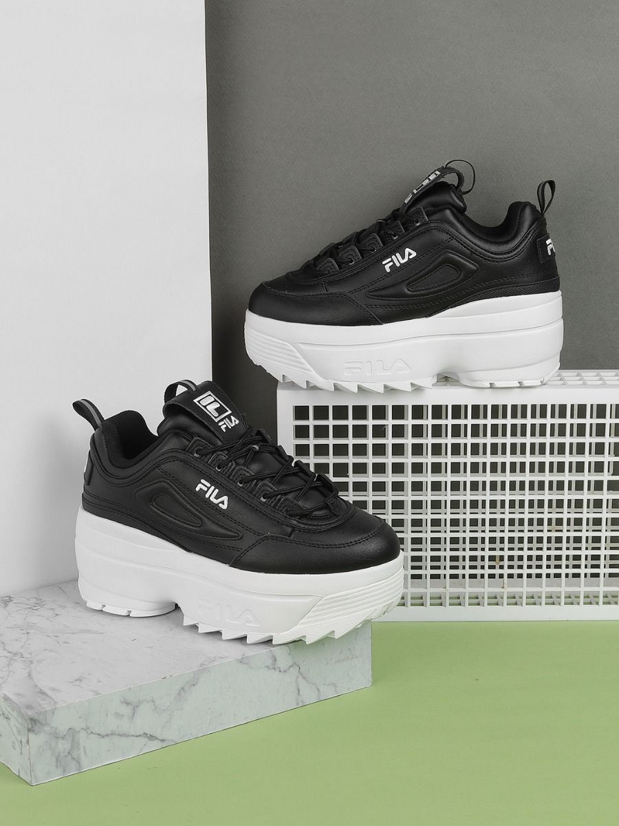 Fila platform sneakers black online