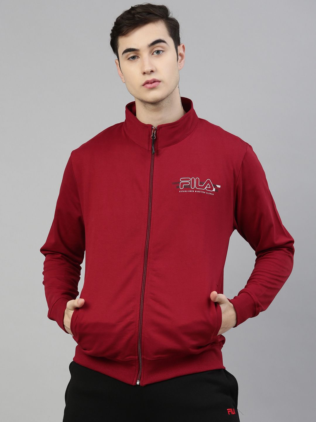 Buy FILA Men Red Hooded Sporty Jacket - Jackets for Men 2185286 | Myntra